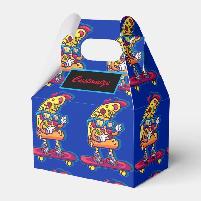 Whimsical Pizza Party Gable Favour Box (Front Side)