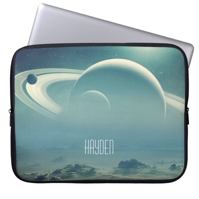 Whimsical Planets Space Dreamscape Personalised Laptop Sleeve (Front)
