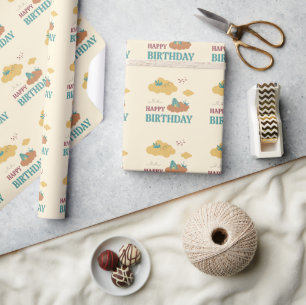 whimsical Playful Clouds Birthday Wrapping Paper