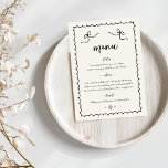 Whimsical Playful Retro Hand Drawn French Wedding Menu<br><div class="desc">Bring a touch of playful elegance to your reception with this Whimsical Playful Retro Hand Drawn French Wedding Menu! Featuring handwritten text, a quirky disco ball monogram, and a wavy curvy frame, this design adds a fun, vintage vibe to your celebration. Perfect for modern, boho, or retro-themed weddings. Customise the...</div>