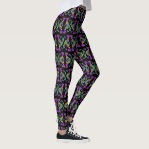 Whimsical Playful Striking Cat Pattern Leggings