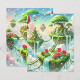 Whimsical Poinsettia Sky Islands Scrapbook Paper