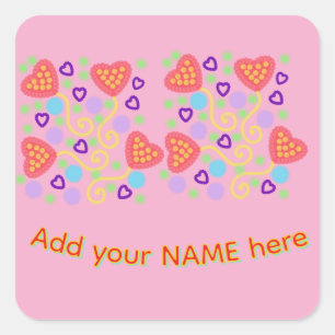 Whimsical Pointillism Heart Balloons with Confetti Square Sticker