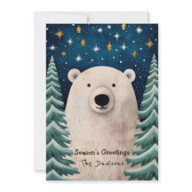 Whimsical Polar Bear Holiday Card