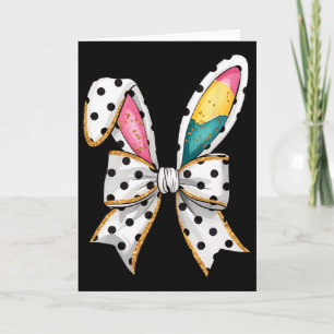 Whimsical Polka Dot Bow Ears Easter Sunday Card