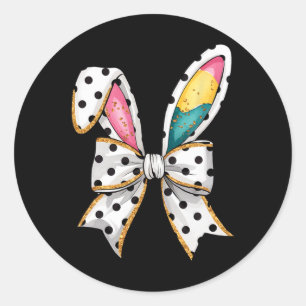Whimsical Polka Dot Bow Ears Easter Sunday Classic Round Sticker