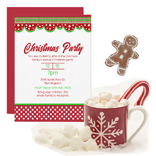 Whimsical Polka Dot Holiday Colours Christmas Part Invitation