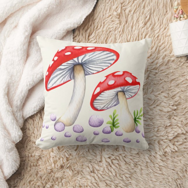 Whimsical Polka Dot Mushrooms Cushion (Blanket)