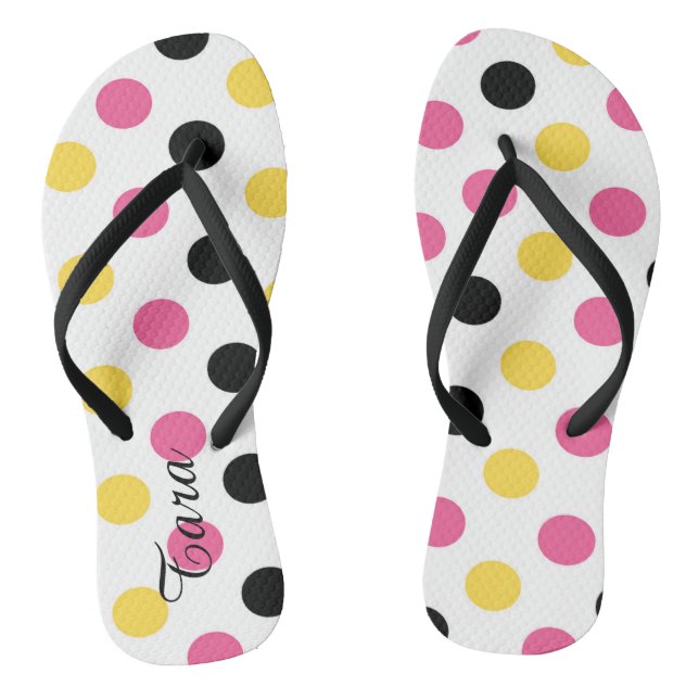 Whimsical Polka Dots Personalised Flip Flops (Footbed)