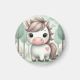 Whimsical Pony in a Pastel Forest Magnet