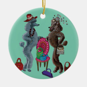Whimsical Poodle Christmas Ornament