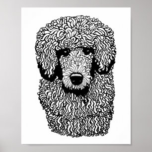 Whimsical Poodle Dog Head Animals Pets art Poster