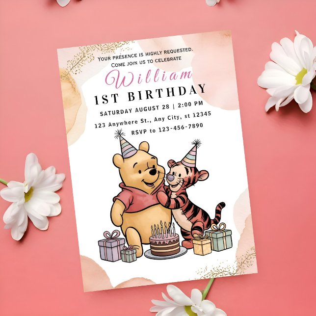 Whimsical Pooh & Friends 1st Birthday Invitation (Creator Uploaded)