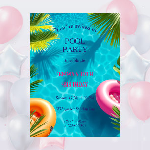 Whimsical Pool Party Birthday  Invitation