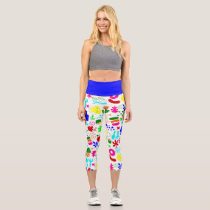 whimsical pop art fruit sushi capri leggings