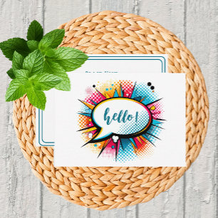 Whimsical Pop Art "Hello" Flat Card
