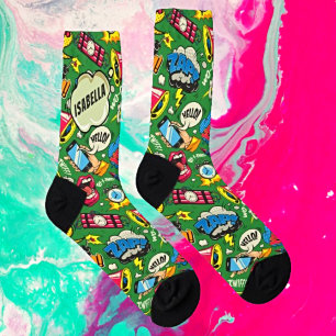 Whimsical Pop Art - Personalised Retro Comic Socks