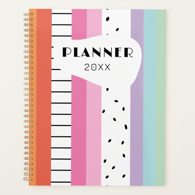 Whimsical Pop Stripes Planner (Front)