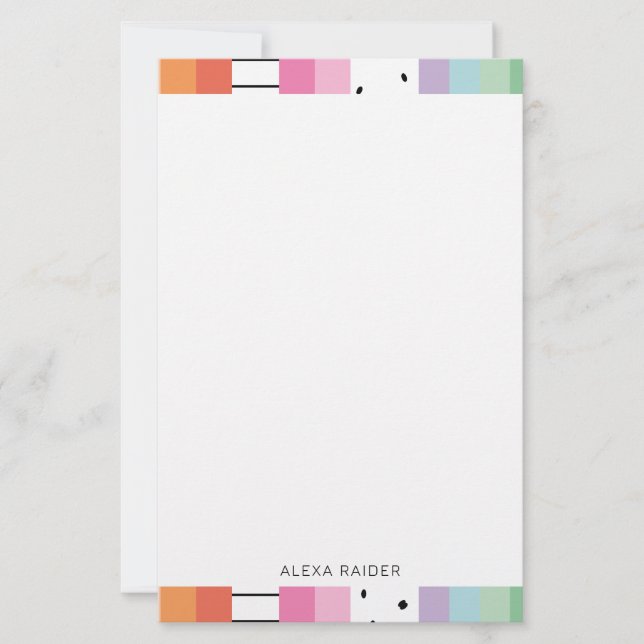 Whimsical Pop Stripes Stationery (Front)