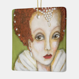 Whimsical Portrait Elizabeth I Royal Tudor Art Fun Ceramic Ornament