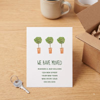 Whimsical Potted Bay Tree New Address Announcement