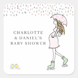 Whimsical Pregnant Mum Baby Shower Sticker