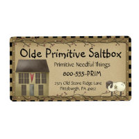 Whimsical Primitive Saltbox House Shipping Label
