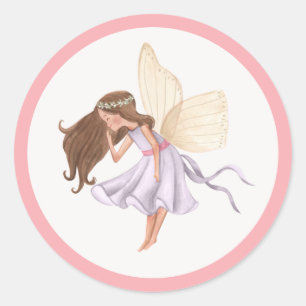 Whimsical Princess Fairy Birthday Party Favour Classic Round Sticker