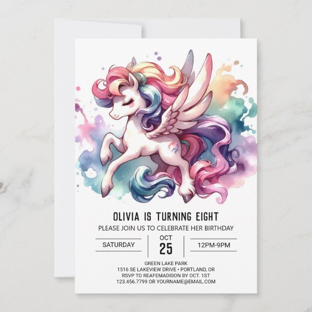 Whimsical Printable Horse Birthday Invitation (Front)