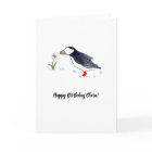 Whimsical Puffin customisable Birthday Card