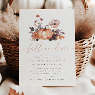 Whimsical Pumpkin Fall in Love Bridal Shower Invitation