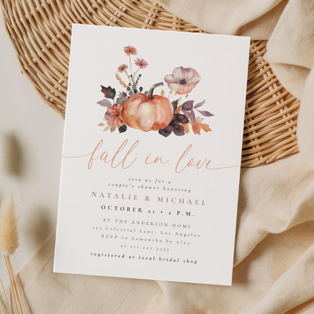 Whimsical Pumpkin Fall in Love Couple's Shower Invitation (Creator Uploaded)