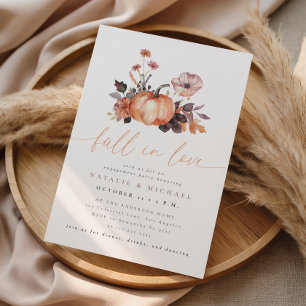 Whimsical Pumpkin Fall in Love Engagement Party Invitation
