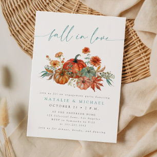 Whimsical Pumpkin Fall in Love Engagement Party Invitation