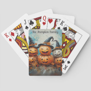 Whimsical Pumpkin Family Fall Season Playing Cards