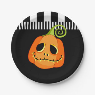 Whimsical Pumpkin Halloween Party Paper Plate