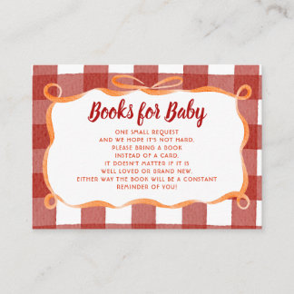 Whimsical Pumpkin Plaid Baby Shower Book Request Enclosure Card