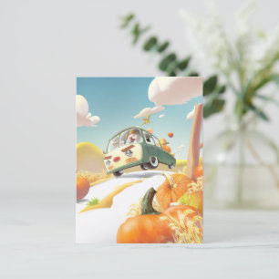 Whimsical Pumpkin Ride Announcement Postcard