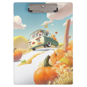 Whimsical Pumpkin Ride Clipboard