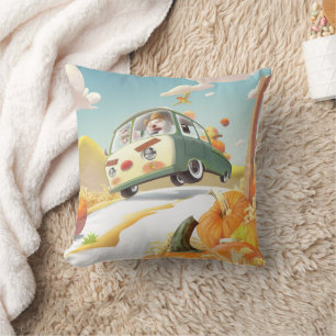 Whimsical Pumpkin Ride Cushion