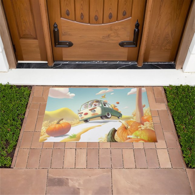 Whimsical Pumpkin Ride Doormat (Outdoor)