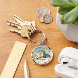 Whimsical Pumpkin Ride Key Ring
