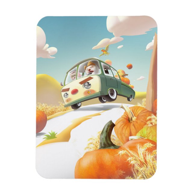 Whimsical Pumpkin Ride Magnet (Vertical)