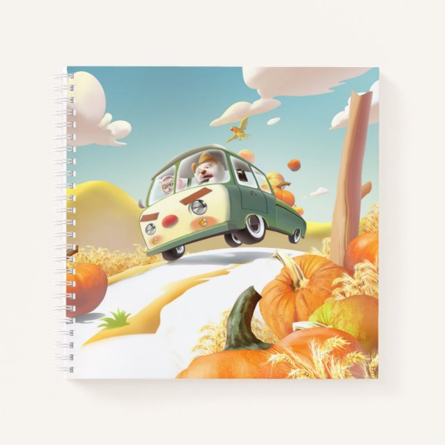 Whimsical Pumpkin Ride Notebook (Front)