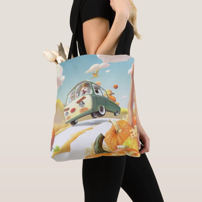 Whimsical Pumpkin Ride Tote Bag (Close Up)