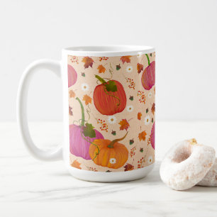 Whimsical Pumpkins Fall Leaves Coffee Mug