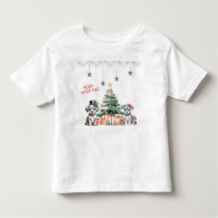 Whimsical Puppies Next To Christmas Tree Toddler T-Shirt