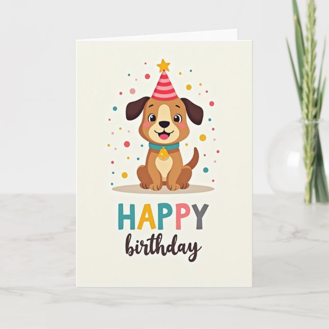 Whimsical Puppy Party Card (Front)