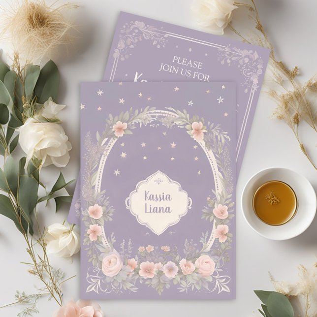 Whimsical Purple and Blush Pink Floral Invitation (Creator Uploaded)