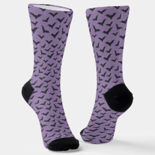 Whimsical Purple Bat Pattern Halloween Socks